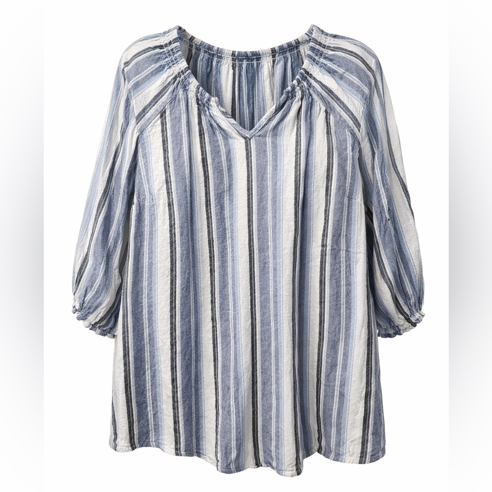 Lane Bryant Blue and White Striped Blouse